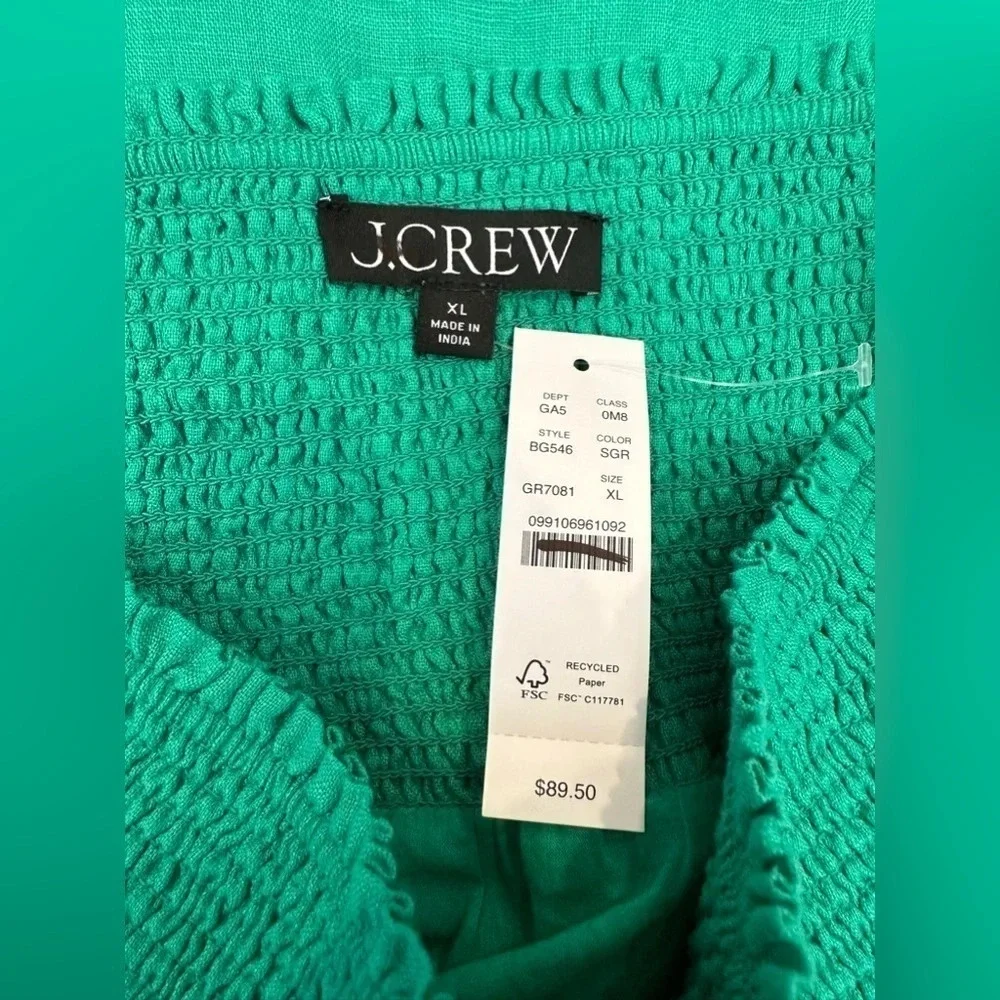 J Crew Smocked-waist linen mini skirt Size XL Waist: 16” Length: 20”